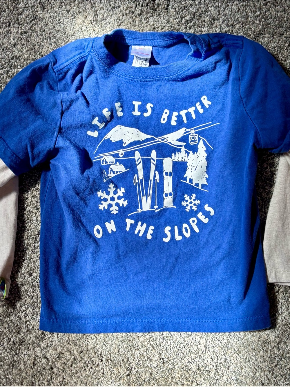 Hanna Andersson Royal Blue Long Sleeve Ski Graphic Tee